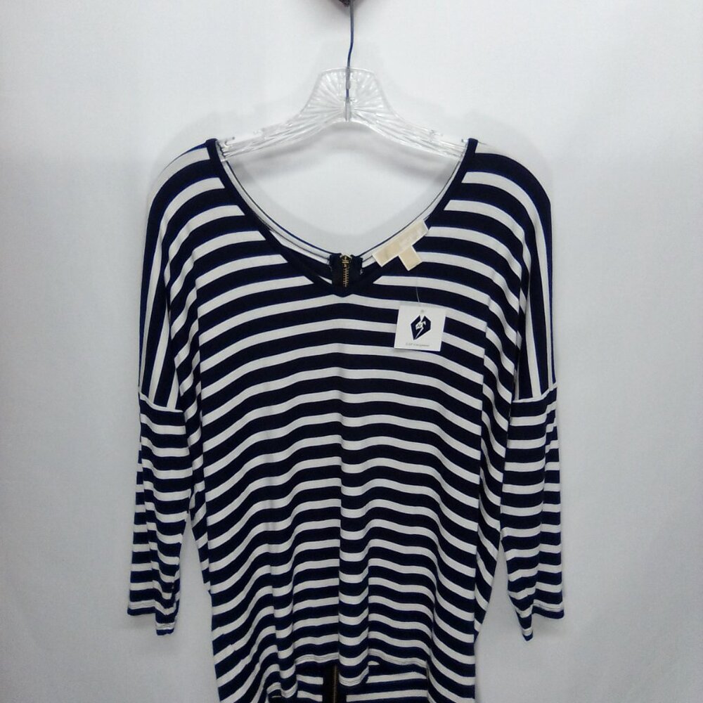 MICHAEL KORS 3/4 SLEEVE BACK ZIPPER TOP SZ L NEW